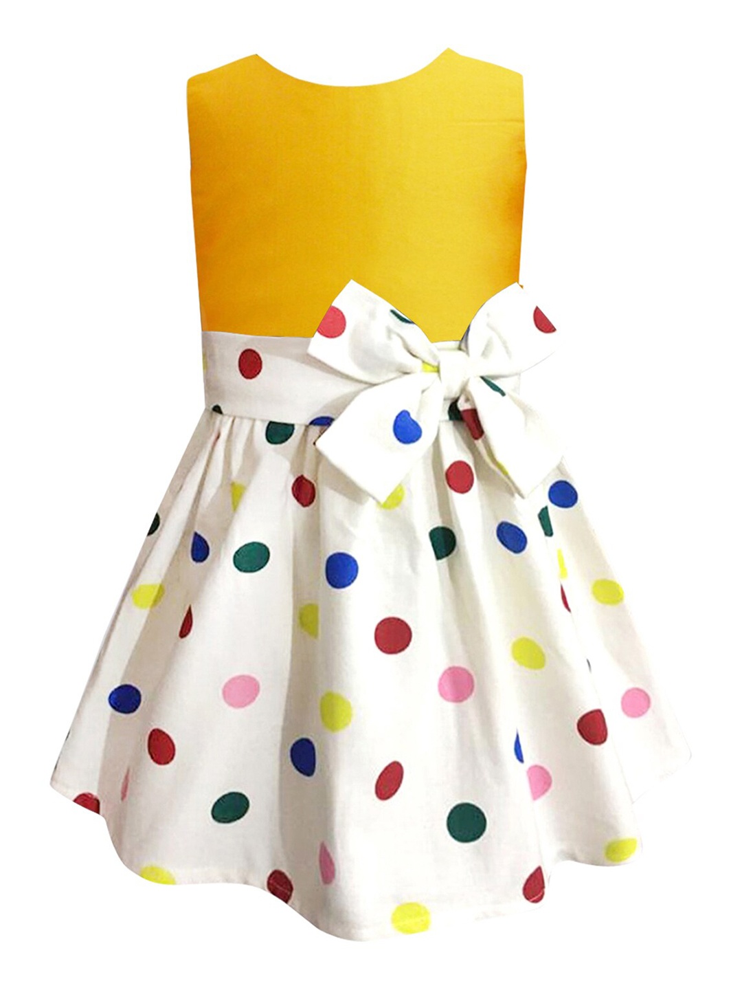 

A T U N Mustard Yellow & White Printed Dress