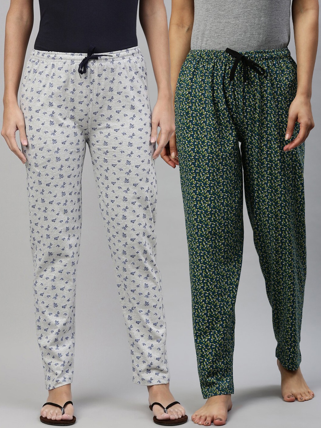 

Kryptic Women Pack of 2 Printed Cotton Lounge Pants, Black