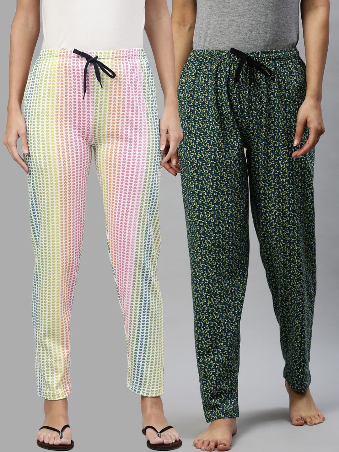 

Kryptic Women 100% Cotton Full Length Lounge Pants - Pack of 2, Black