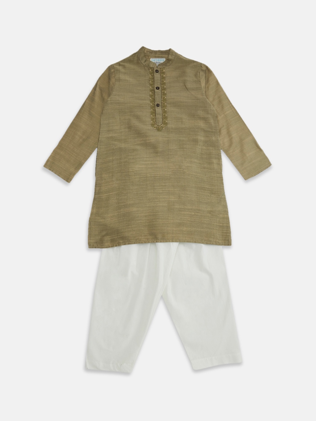 

indus route by Pantaloons Boys Gold-Toned Regular Kurta with Pyjamas