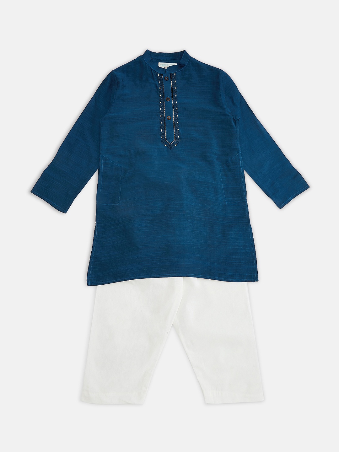 

indus route by Pantaloons Boys Blue Paisley Regular Kurta with Pyjamas