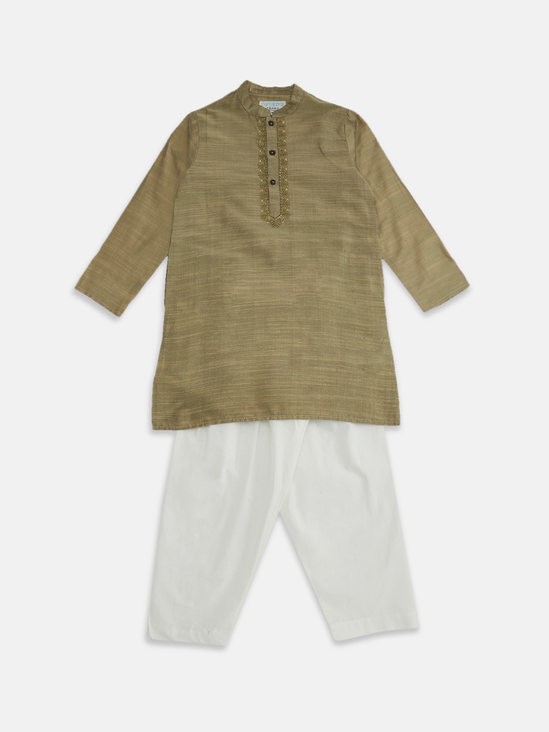 

indus route by Pantaloons Boys Olive Green Regular Kurta with Pyjamas