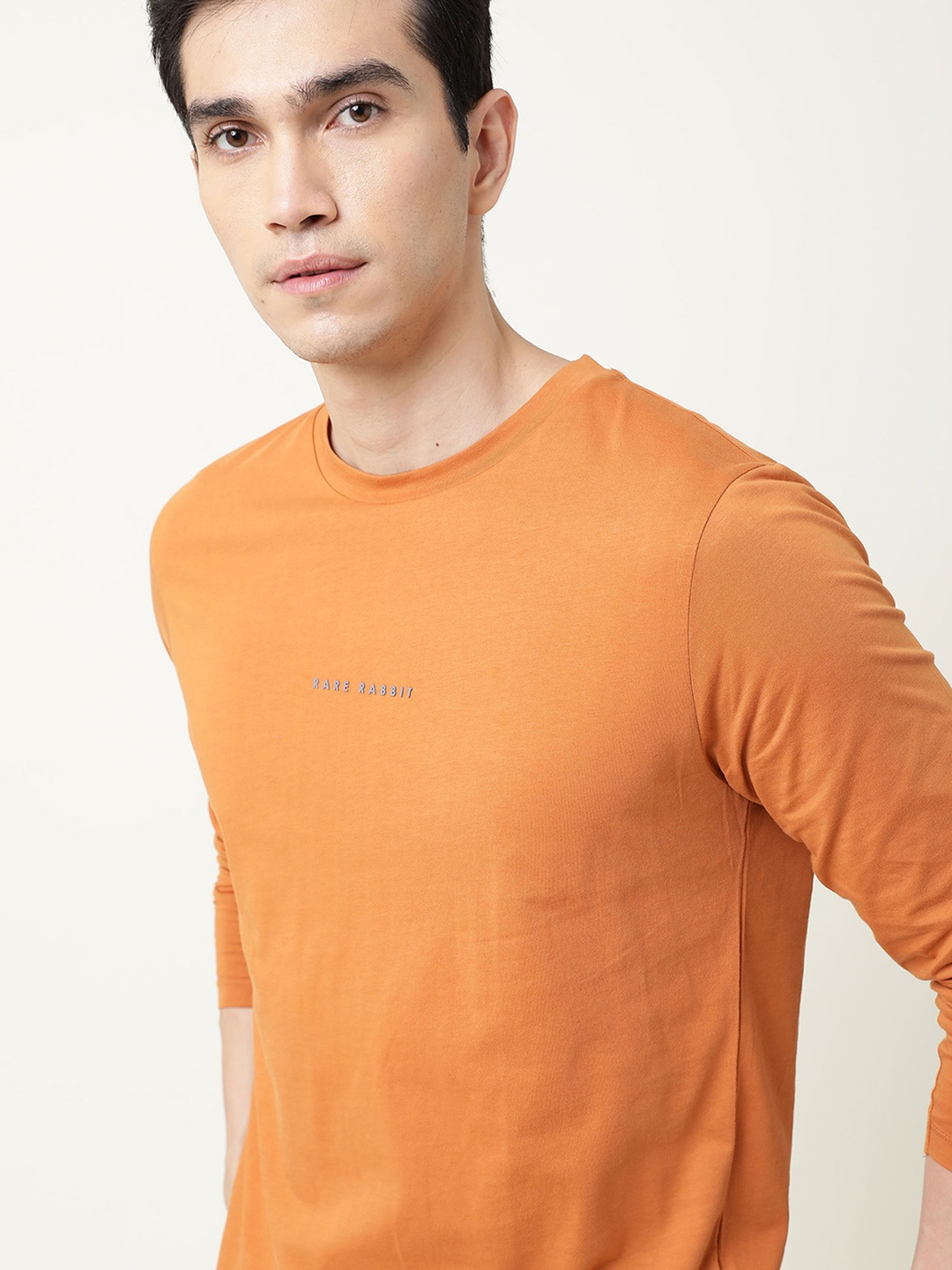 

RARE RABBIT Men Rabbit Ls Slim Fit T-Shirt, Orange