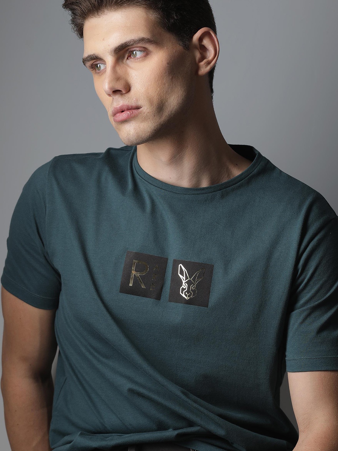 

RARE RABBIT Men Rings-4 Slim Fit Solid Polo Collar T-Shirt, Green