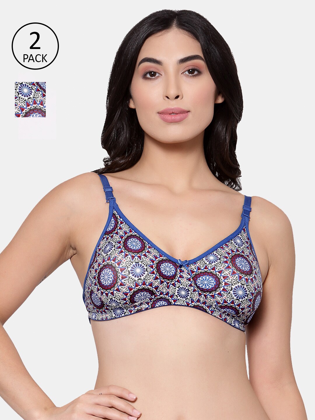 

Inner Sense Pack Of 2 Blue Floral T-shirt Bra