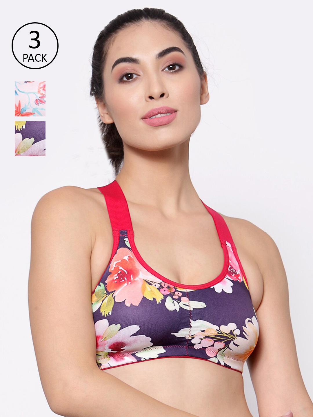 

Inner Sense Women Set of 3 Multi Printed Organic Cotton Antimicrobial Sports Bra
