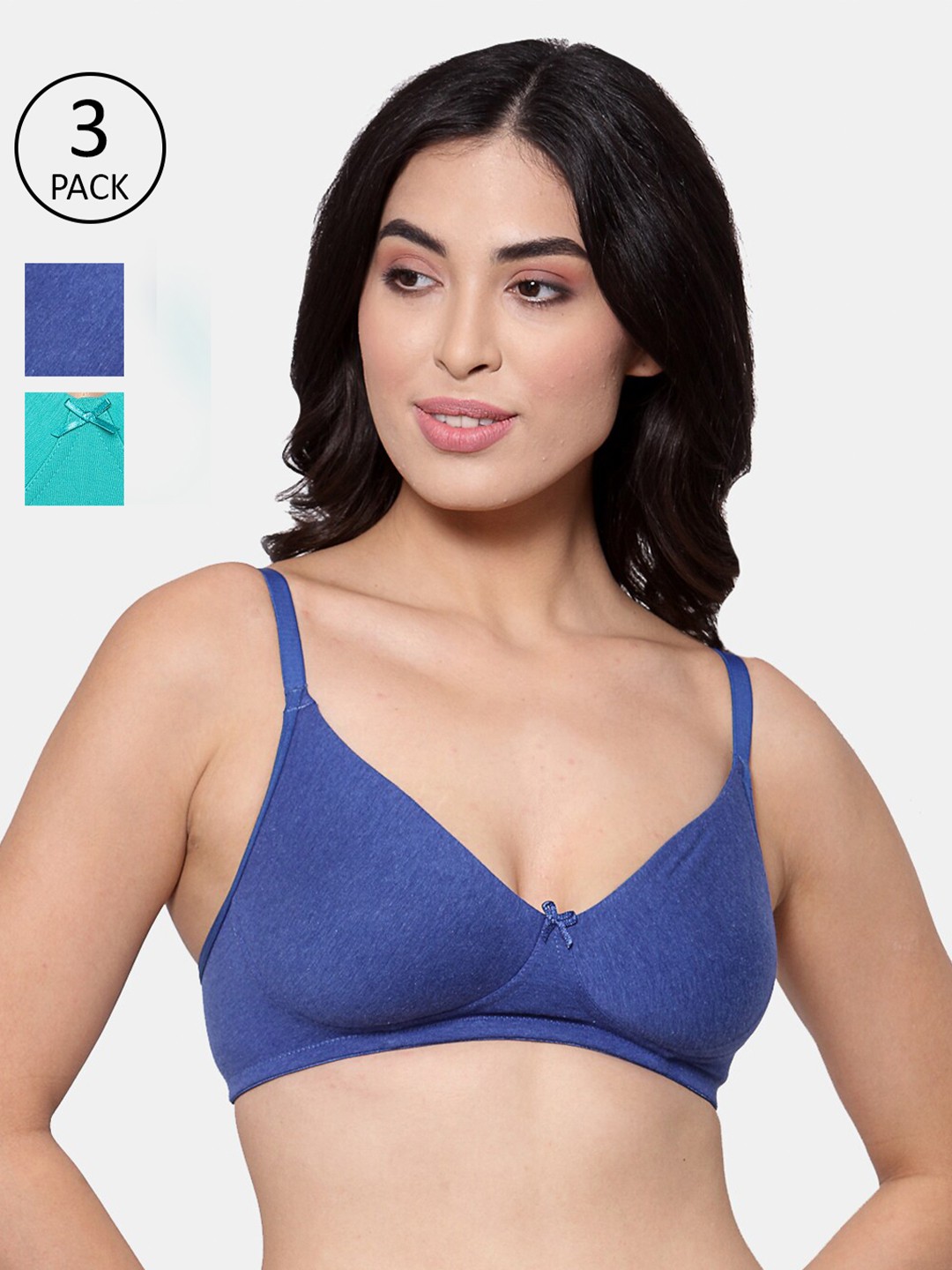 

Inner Sense Pack of 3 Blue & Green Everyday Bra ISB084