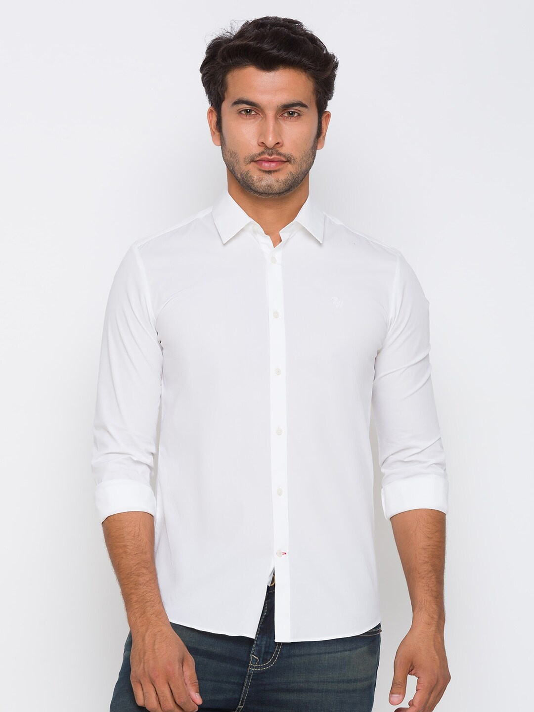 

Being Human Men White Slim Fit Opaque Casual Shirt