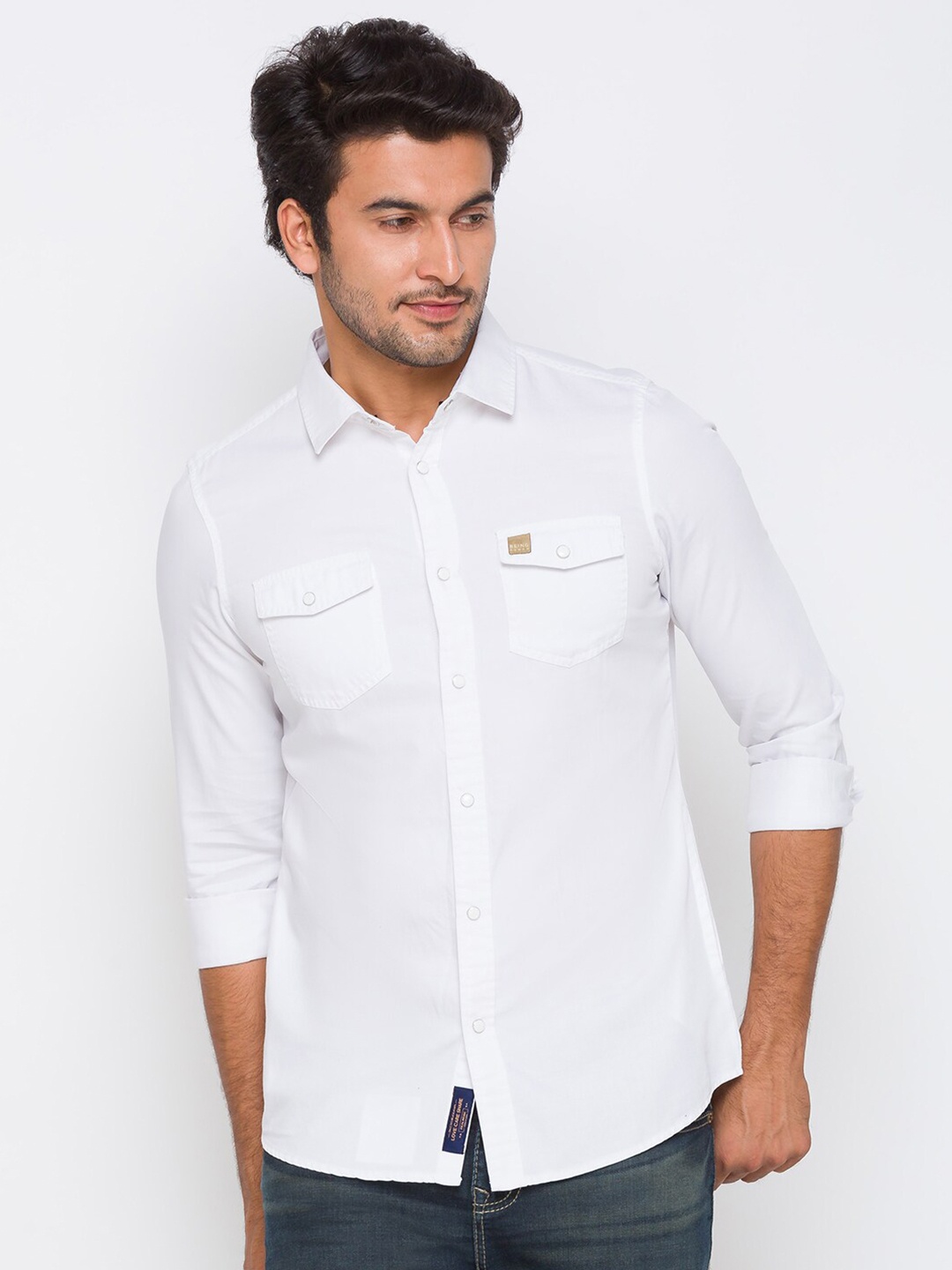 

Being Human Men Cotton White Solid Slim Fit Casual Shirt