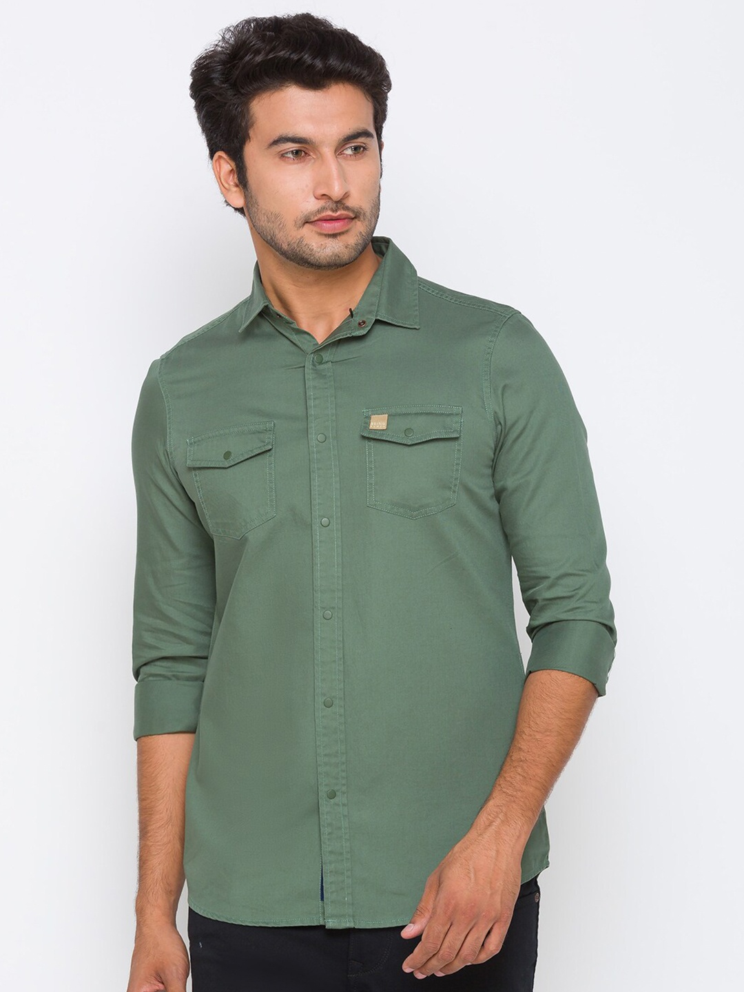 

Being Human Men Green Slim Fit Opaque Pure Cotton Casual Shirt