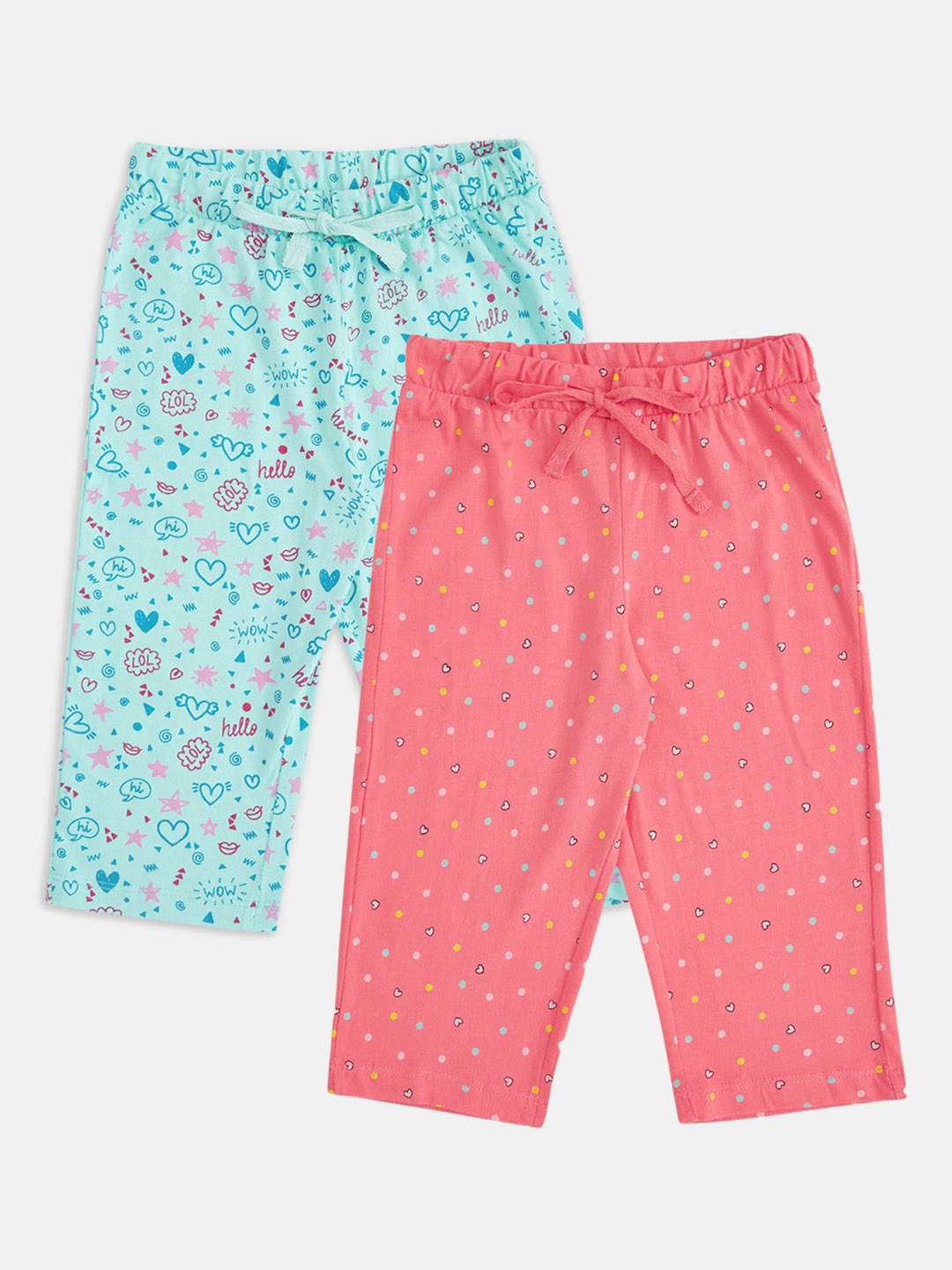 

Pantaloons Junior Girls Pack of 2 Printed Cotton Lounge Pants, Multi