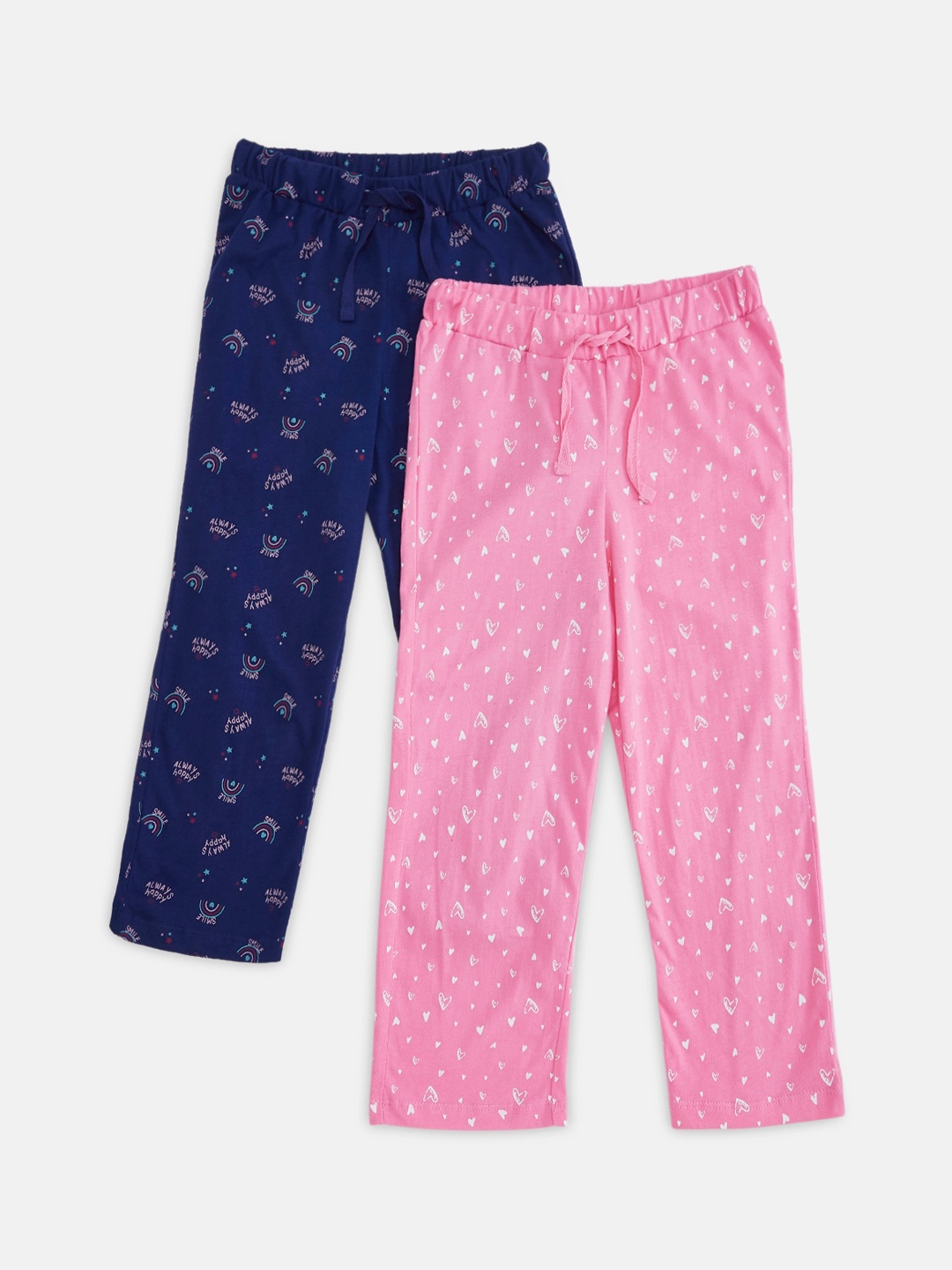 

Pantaloons Junior Navy Blue Coral & Rose Set Of 2 Printed Lounge Pants