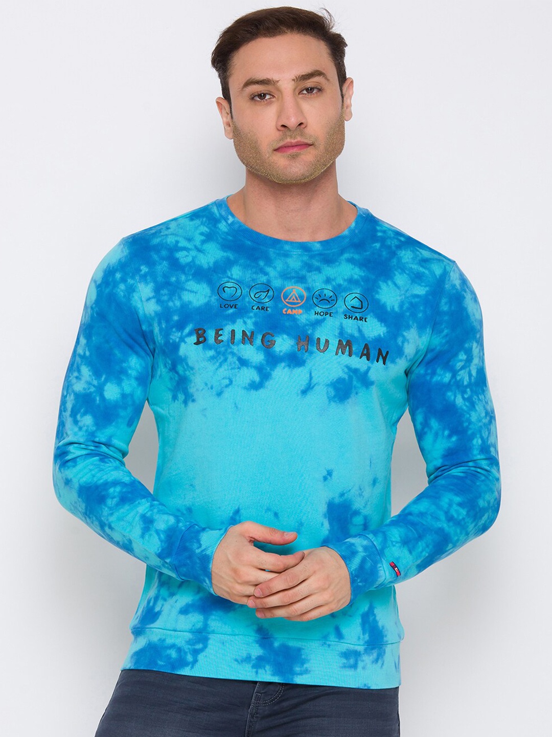 

Being Human Men Blue Typography Printed Full Sleeve Sweatshirt
