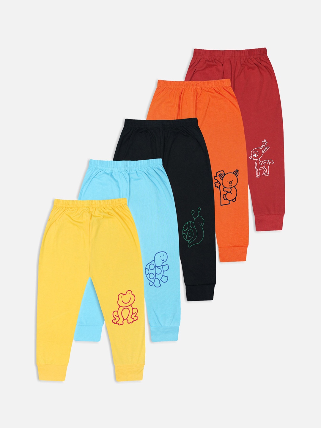 

Trampoline Unisex Kids Maroon & Orange Pack Of 5 Printed Cotton Pyjamas