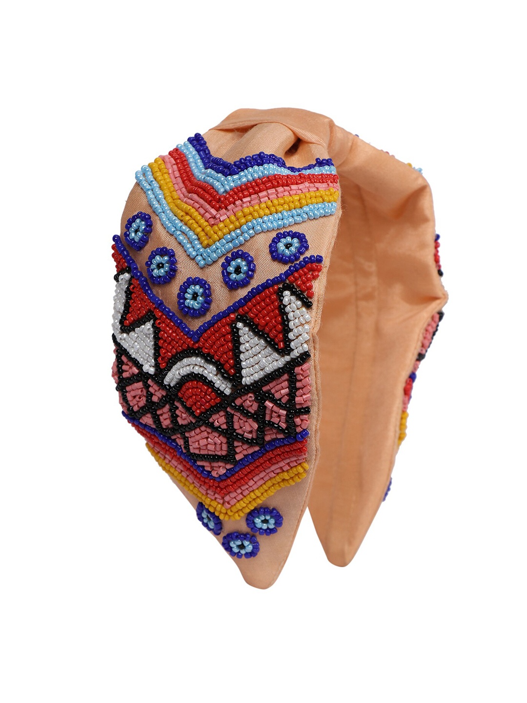 

Bella Moda Women Peach-Coloured & Red Beaded Hairband