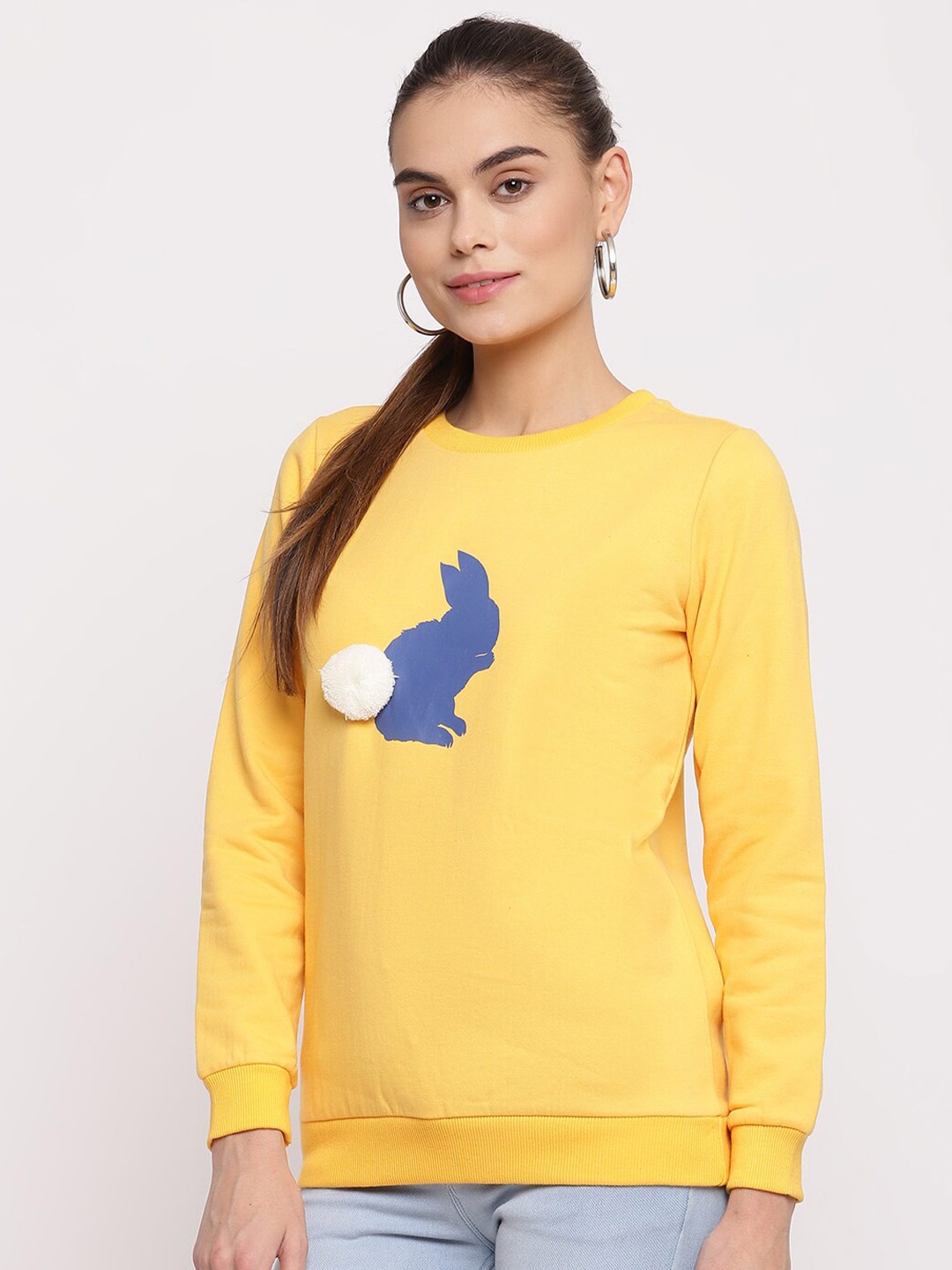 

The Vanca Women Yellow Printed Sweatshirts