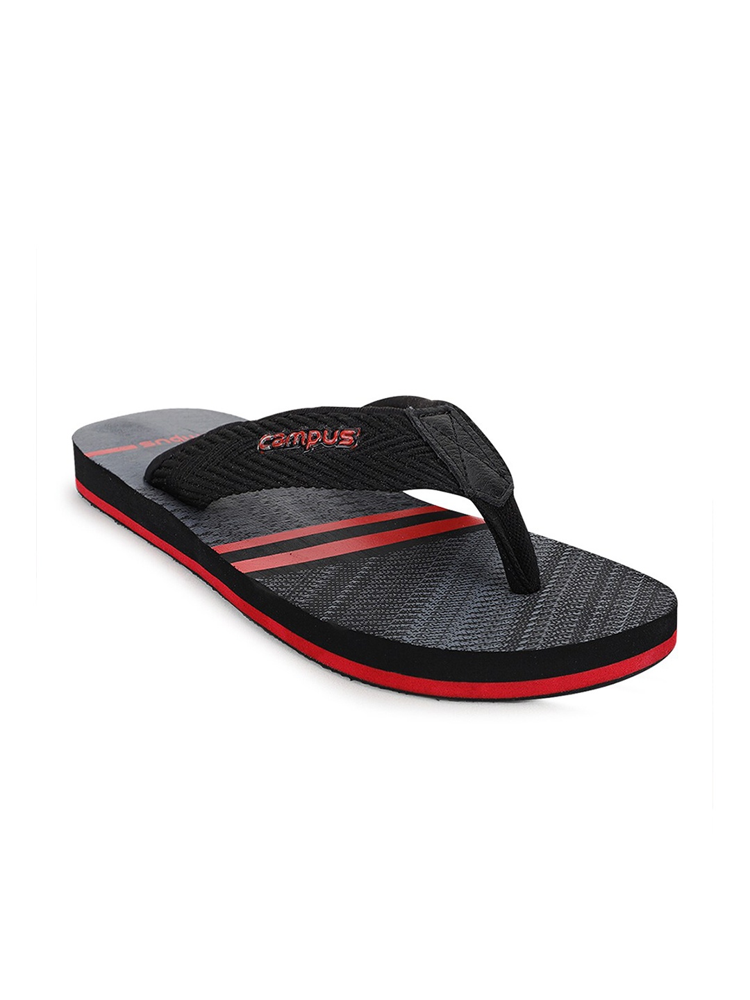 

Campus Men Black & Red Printed Thong Flip-Flops