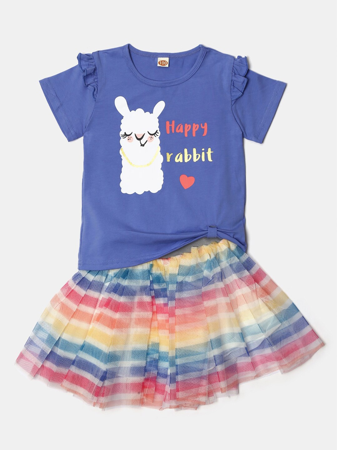 

Hopscotch Girls Blue Printed Top & Skirt Set