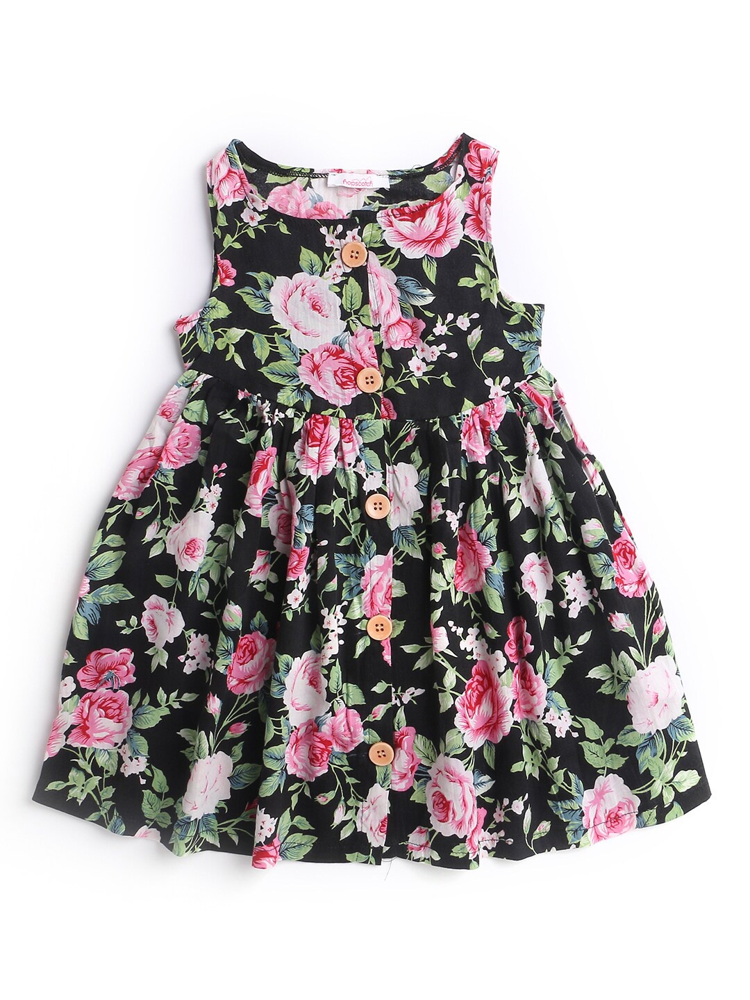 

Hopscotch Girls Black Floral Printed Dress