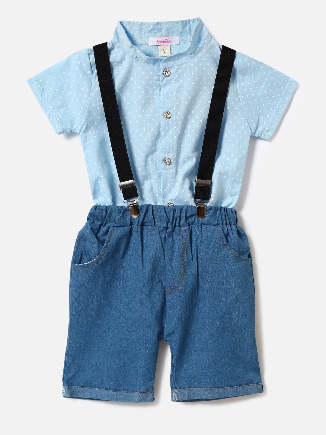 

Hopscotch Boys Blue & White Printed Shirt with Trousers