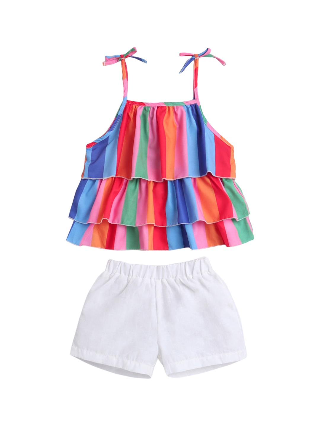 

Hopscotch Girls White & Pink Top with Shorts