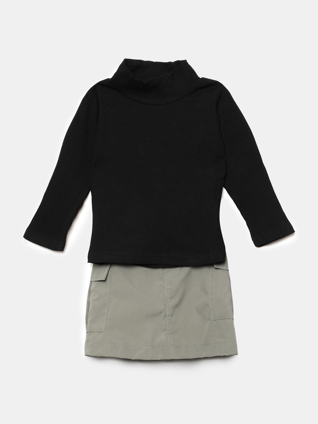 

Hopscotch Girls Black & Grey T-shirt with Skirt