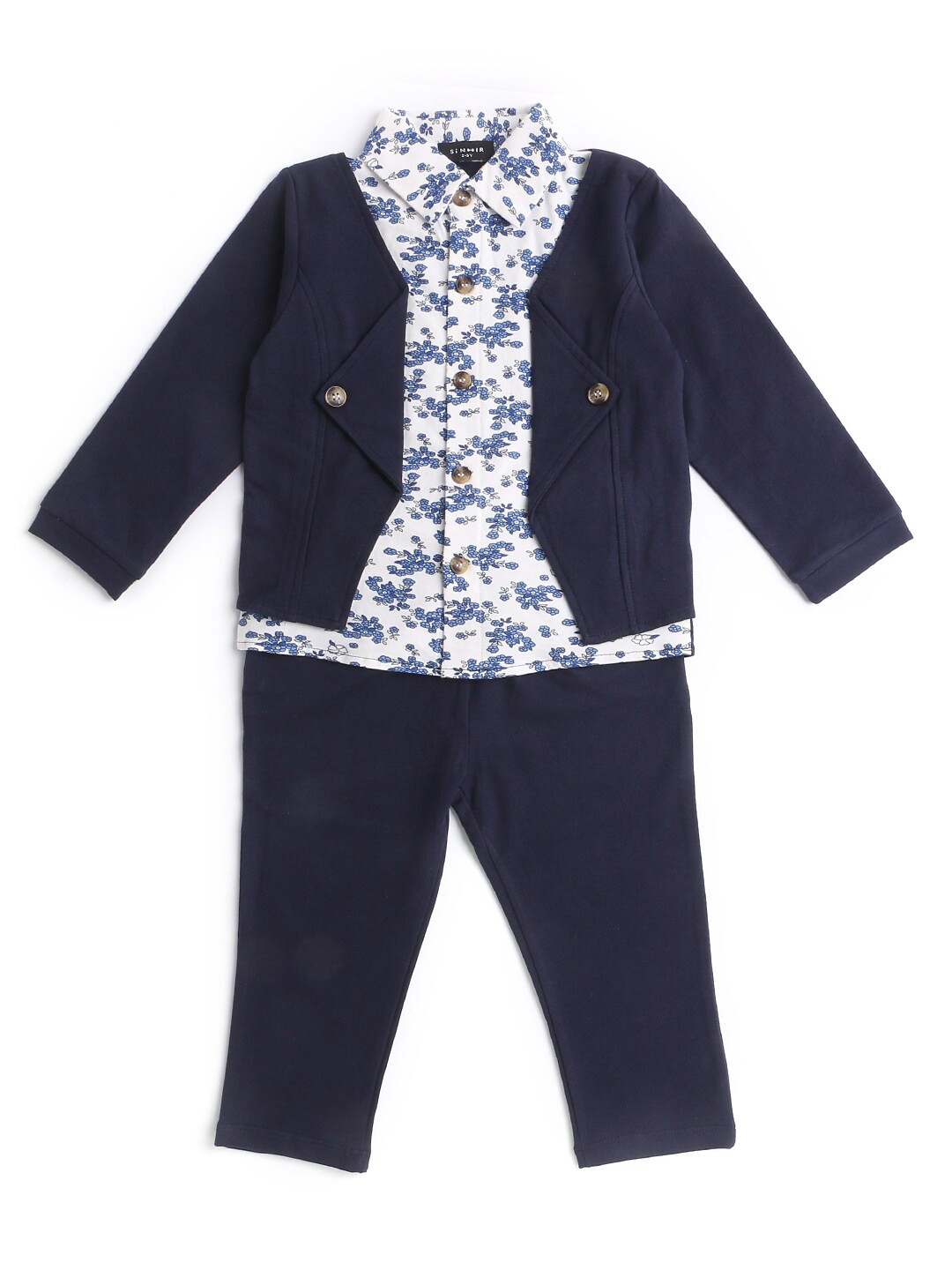 

Hopscotch Boys Blue & White Printed Shirt with Trousers