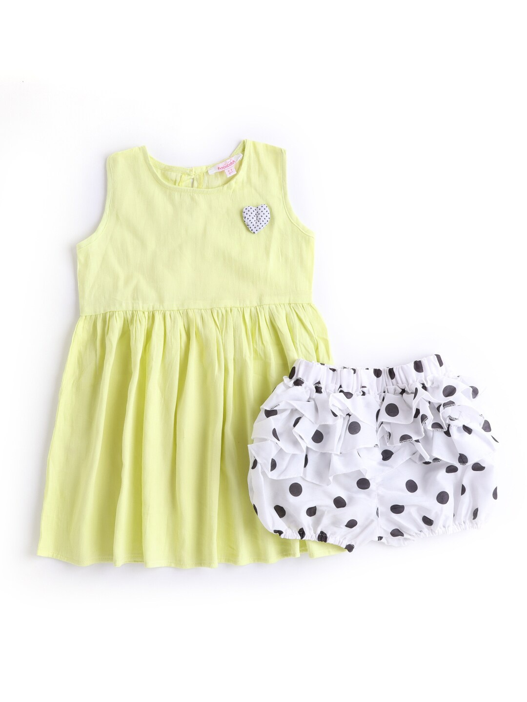 

Hopscotch Girls Yellow & White Dress with Shorts