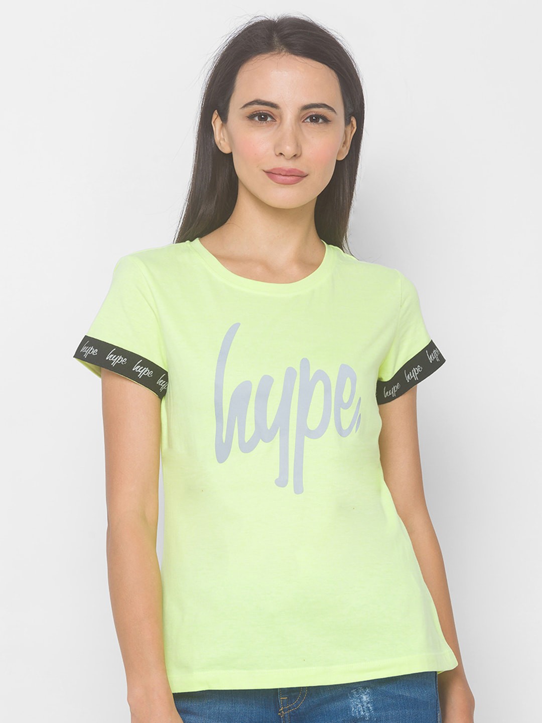 

Globus Women Fluorescent Green Typography Printed T-shirt