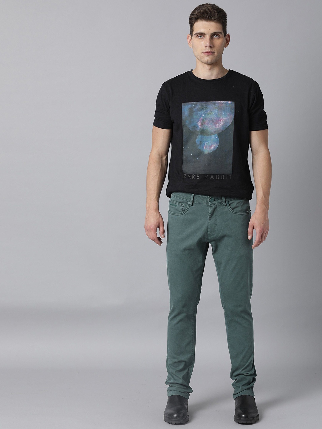 

RARE RABBIT Men Fiv5 Mid-Rise Slim Fit Trouser, Green