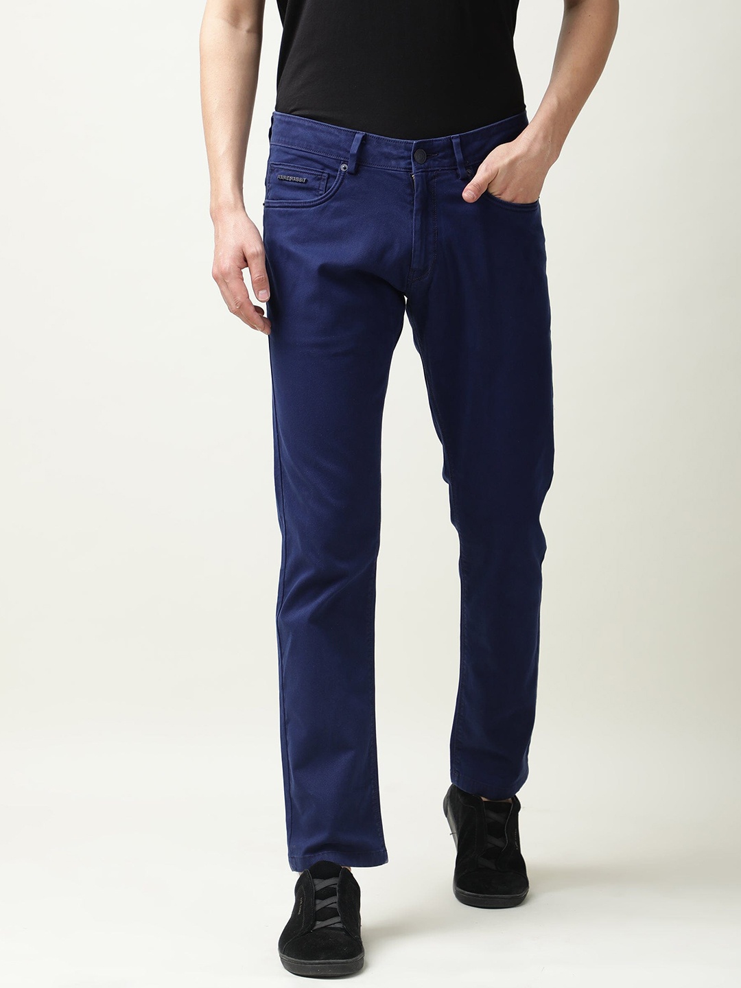 

RARE RABBIT Men Fiv5 Mid-Rise Slim Fit Trouser, Blue