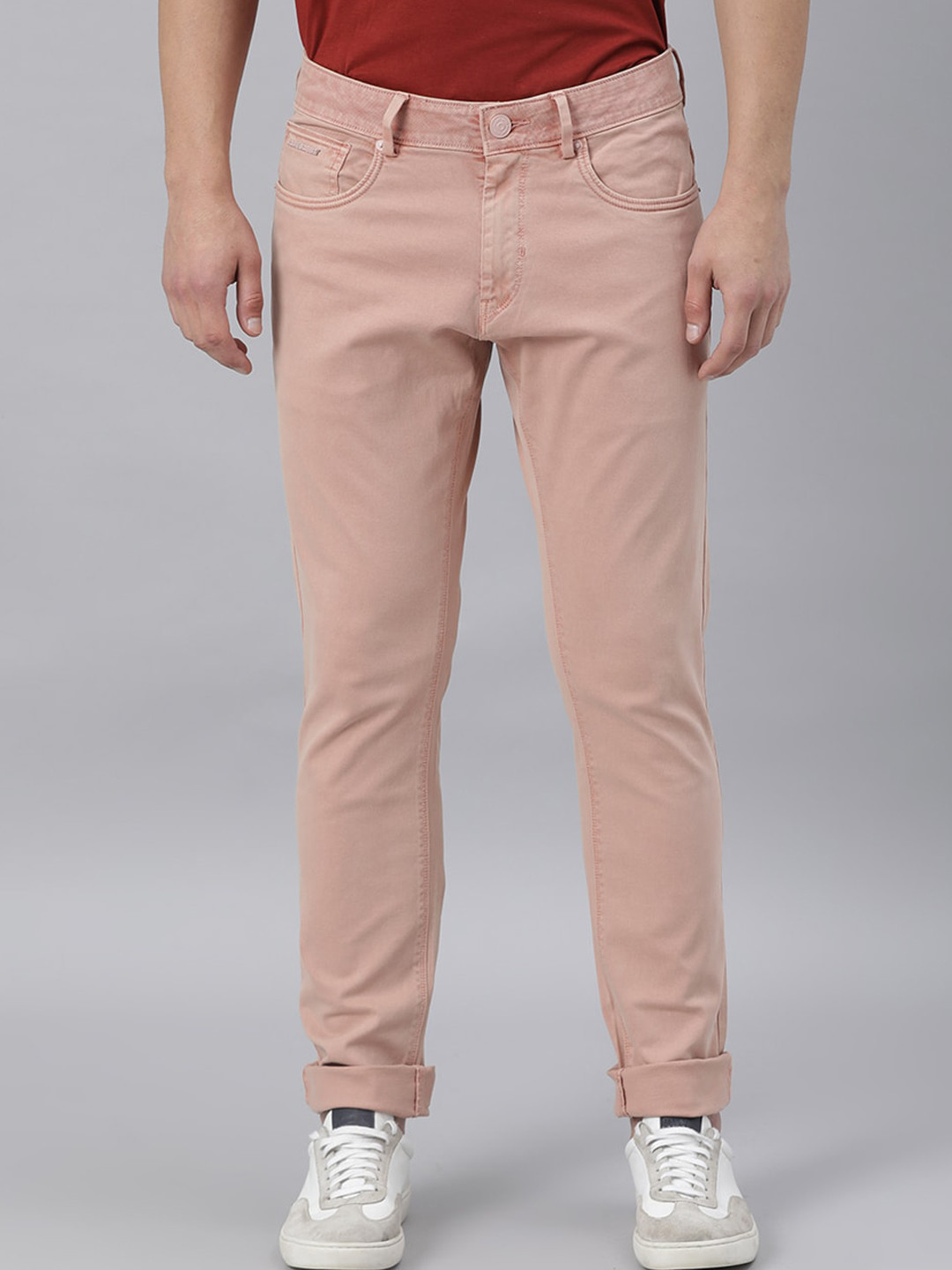 

RARE RABBIT Men Fiv5 Mid-Rise Slim Fit Trouser, Pink