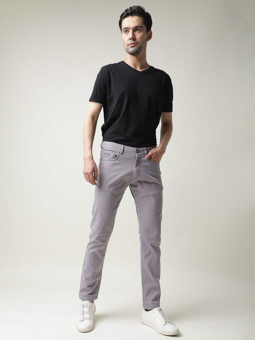 

RARE RABBIT Men Fiv5 Mid Rise Slim Fit Trouser, Grey