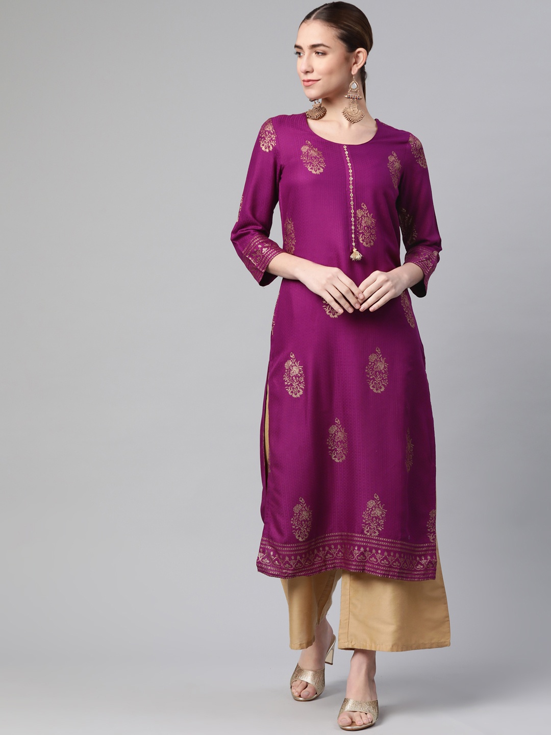 

Rangriti Women Purple Ethnic Motifs Printed Kurta