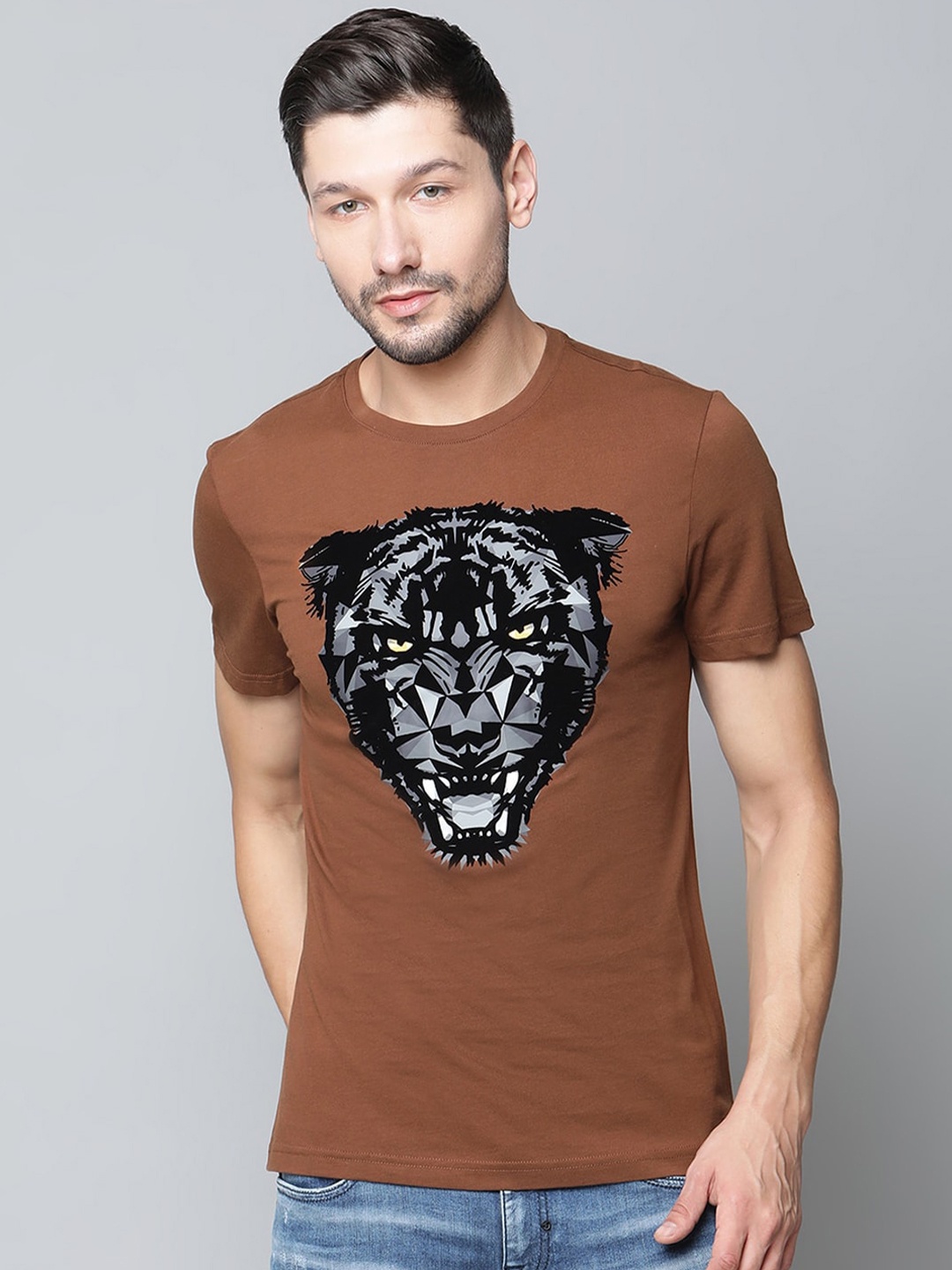 

Antony Morato Men Brown Printed Slim Fit T-shirt