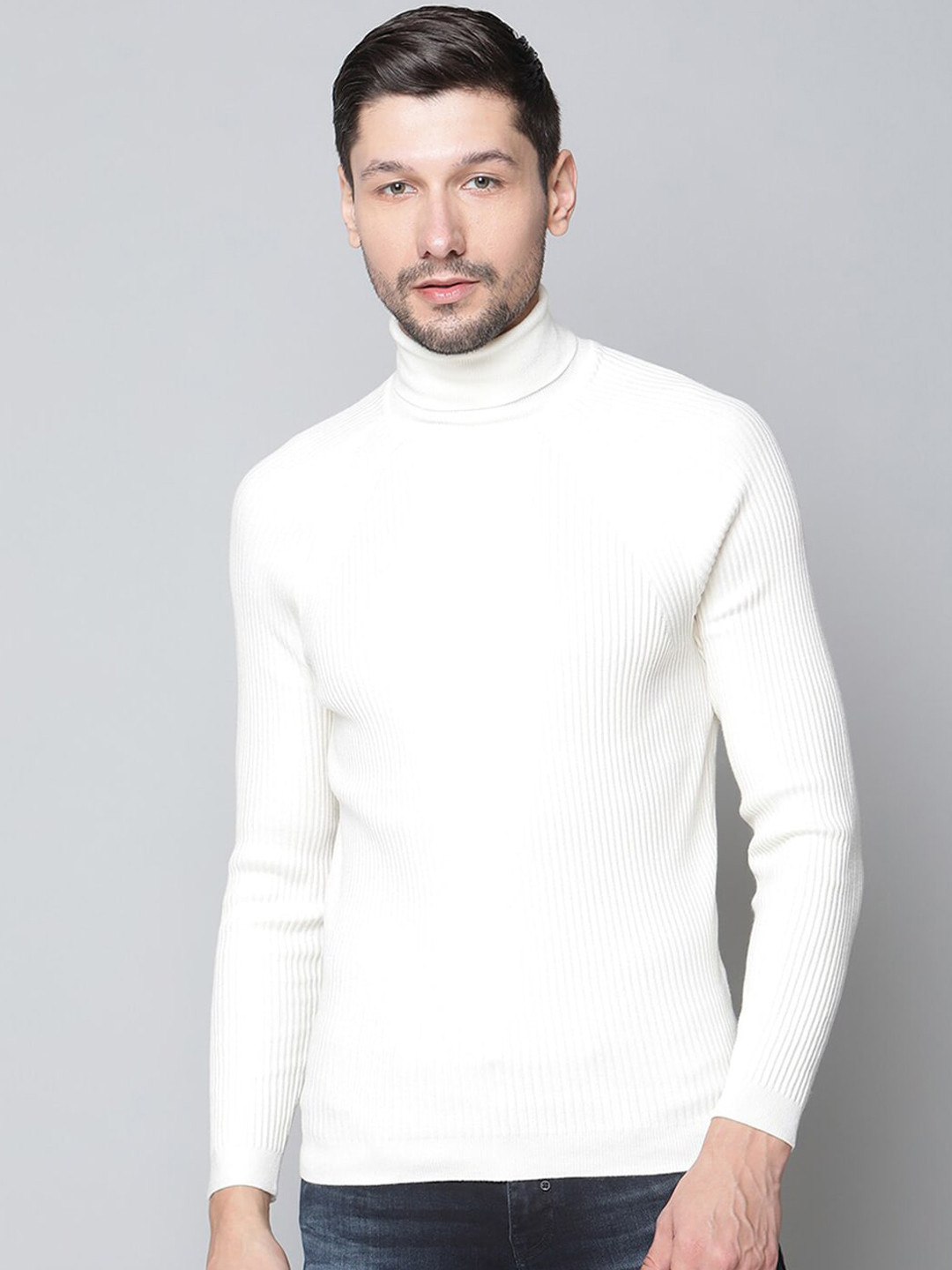 

Antony Morato Men White Solid Turtle Neck Sweater