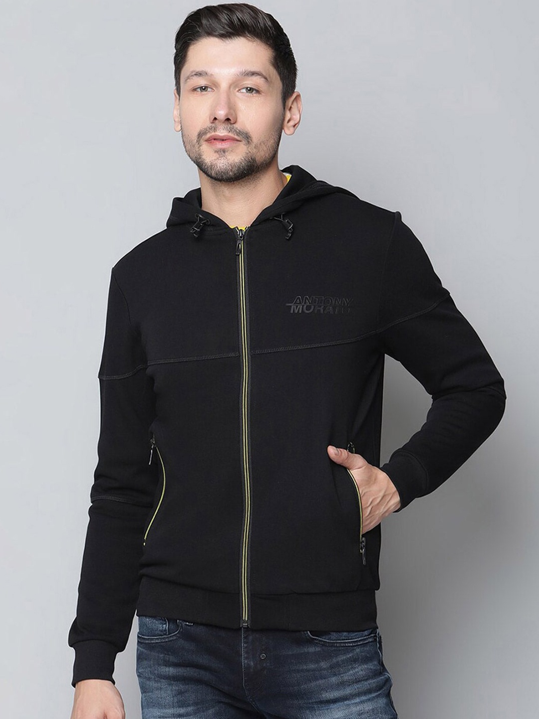 

Antony Morato Men Black Slim Fit Hooded Sweatshirt