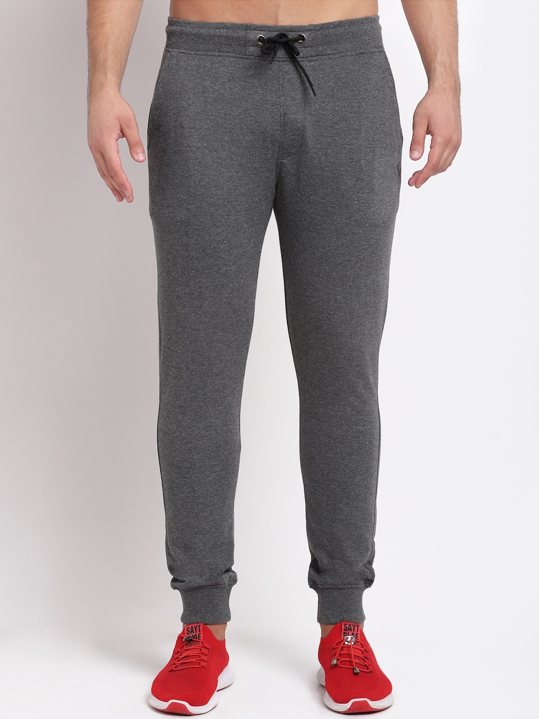 

Club York Men Charcoal Grey Solid Joggers