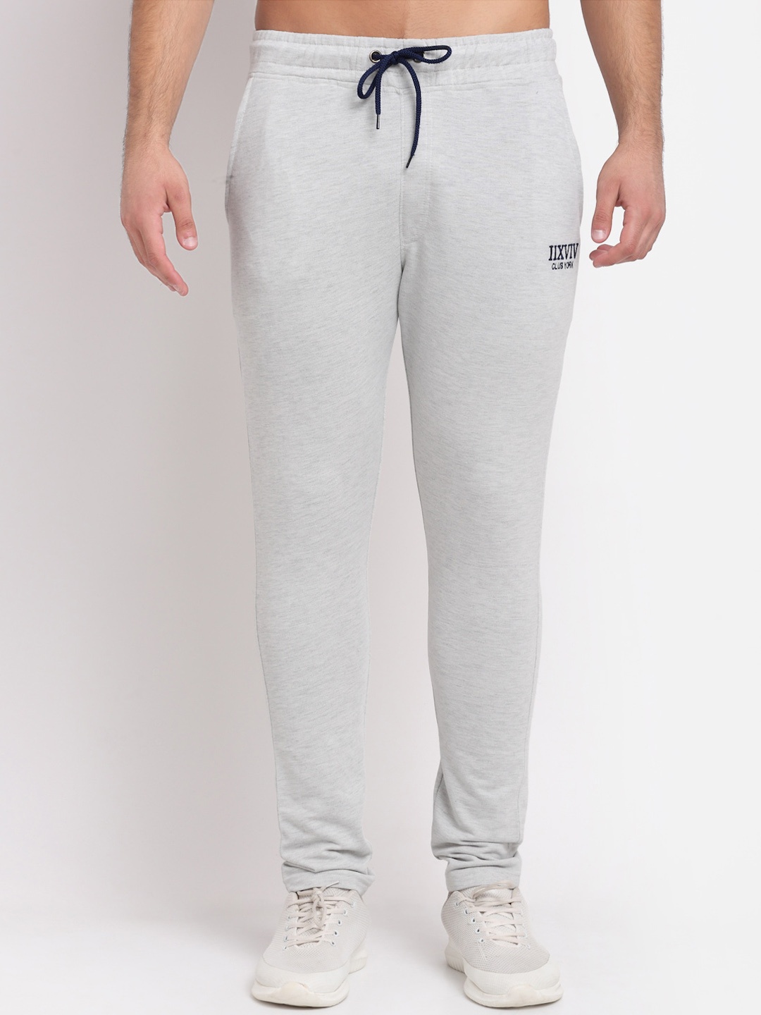 

Club York Men Grey Melange Solid Cotton Track Pants