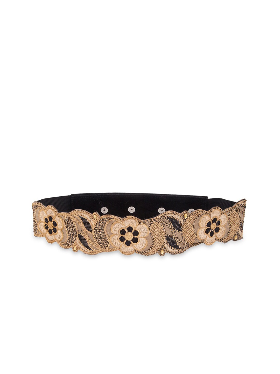 

DEEBACO Women Gold & Black Embroidered Belt