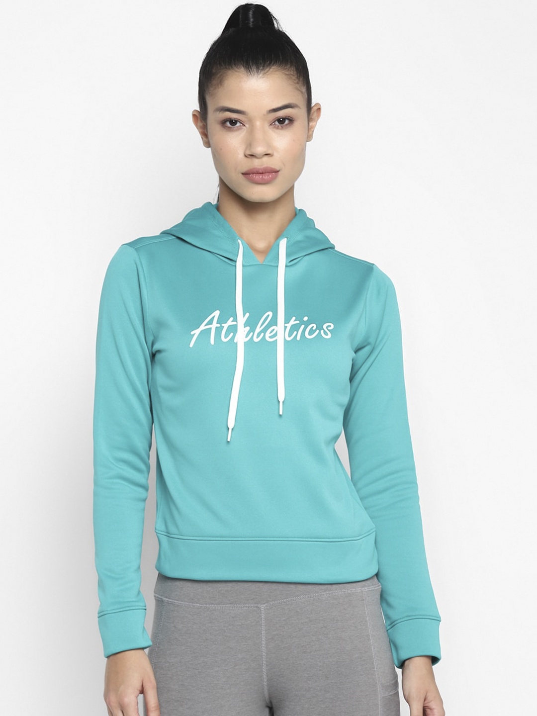 

OFF LIMITS Women Sea Green Printed Hooded Sweatshirt
