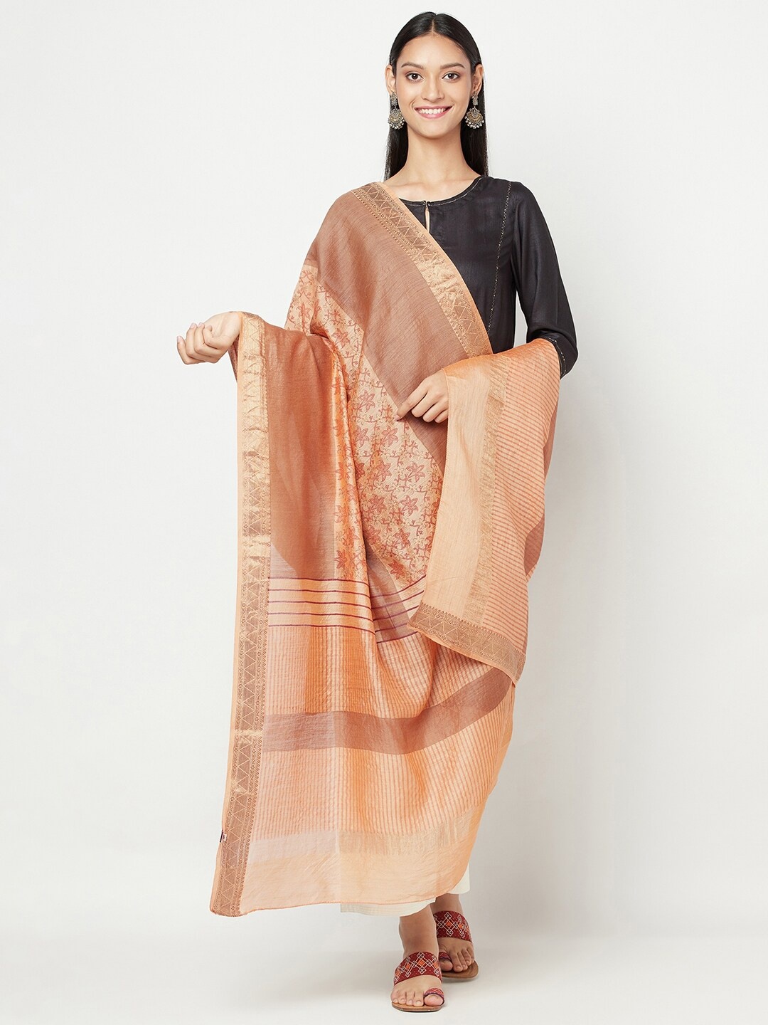 

Fabindia Coral Printed Cotton Silk Dupatta