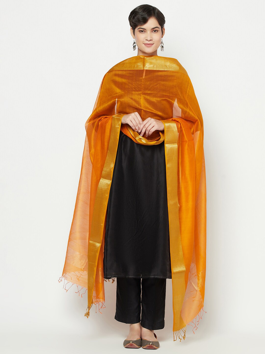

Fabindia Women Mustard Cotton Silk Dupatta
