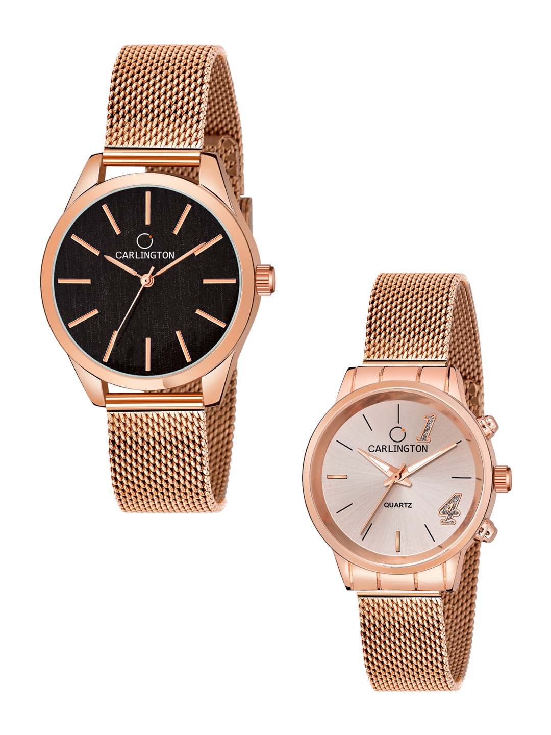 

CARLINGTON Women Set Of 2 Bracelet Style Straps Analogue Watches CT2001 CT2012, Multi