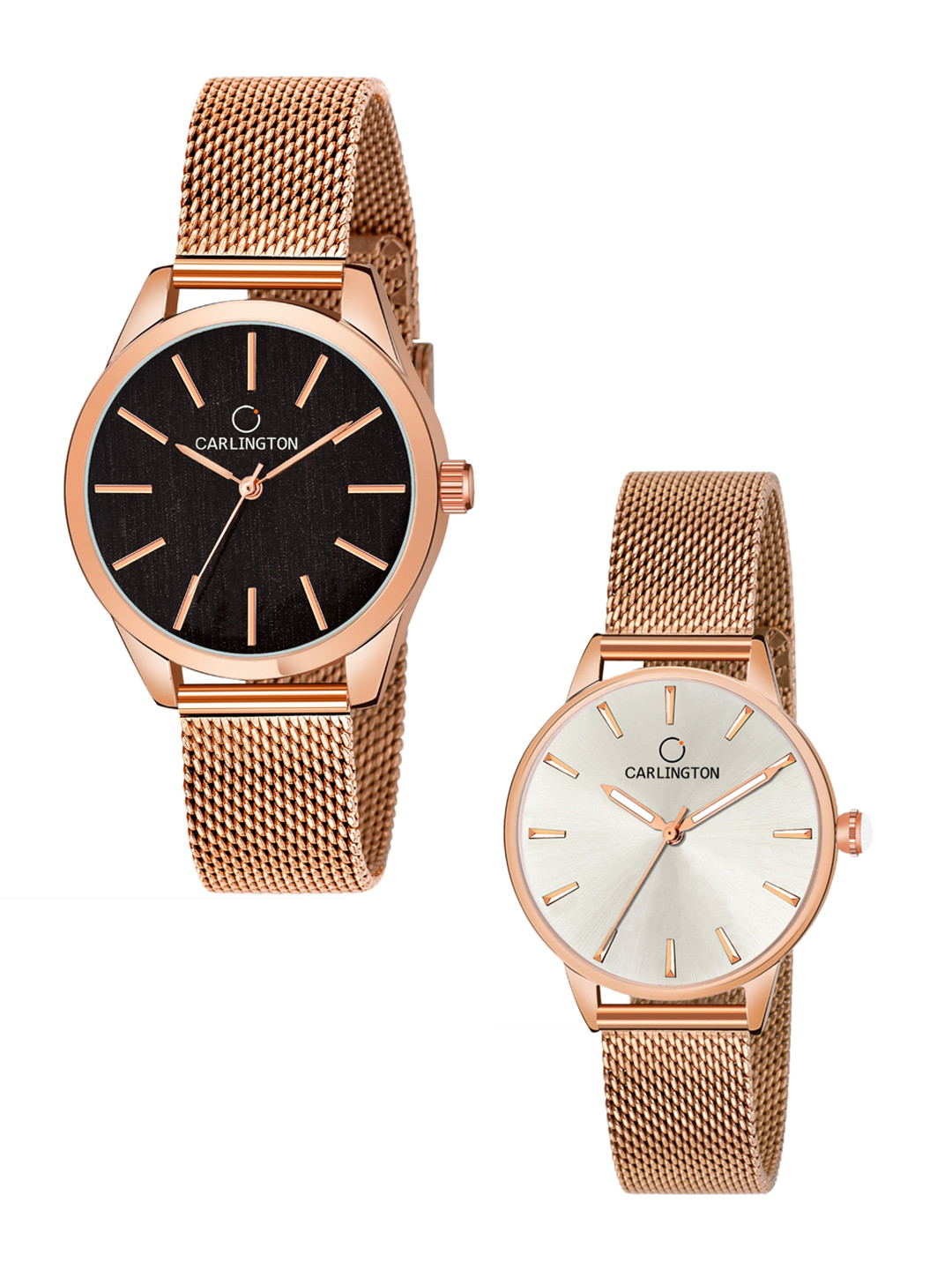 

CARLINGTON Women Set Of 2 Bracelet Style Straps Analogue Watches CT2001 CT2007, Multi