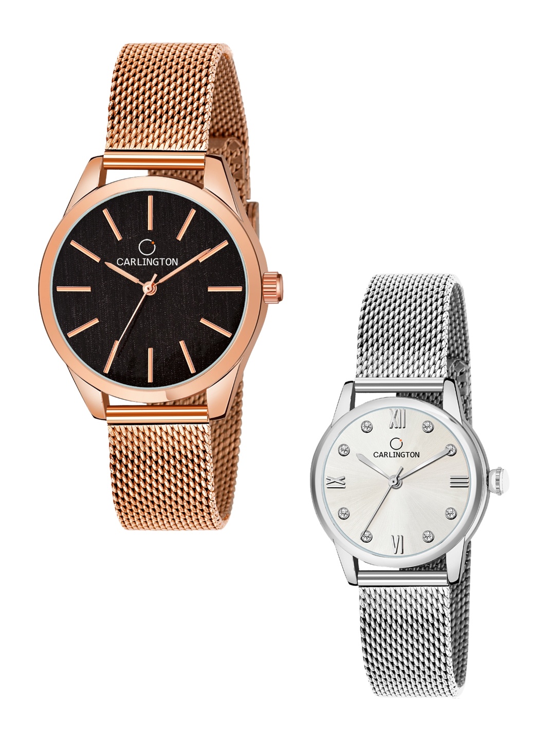 

CARLINGTON Women Rose Gold & Silver His & Her Analogue Watch