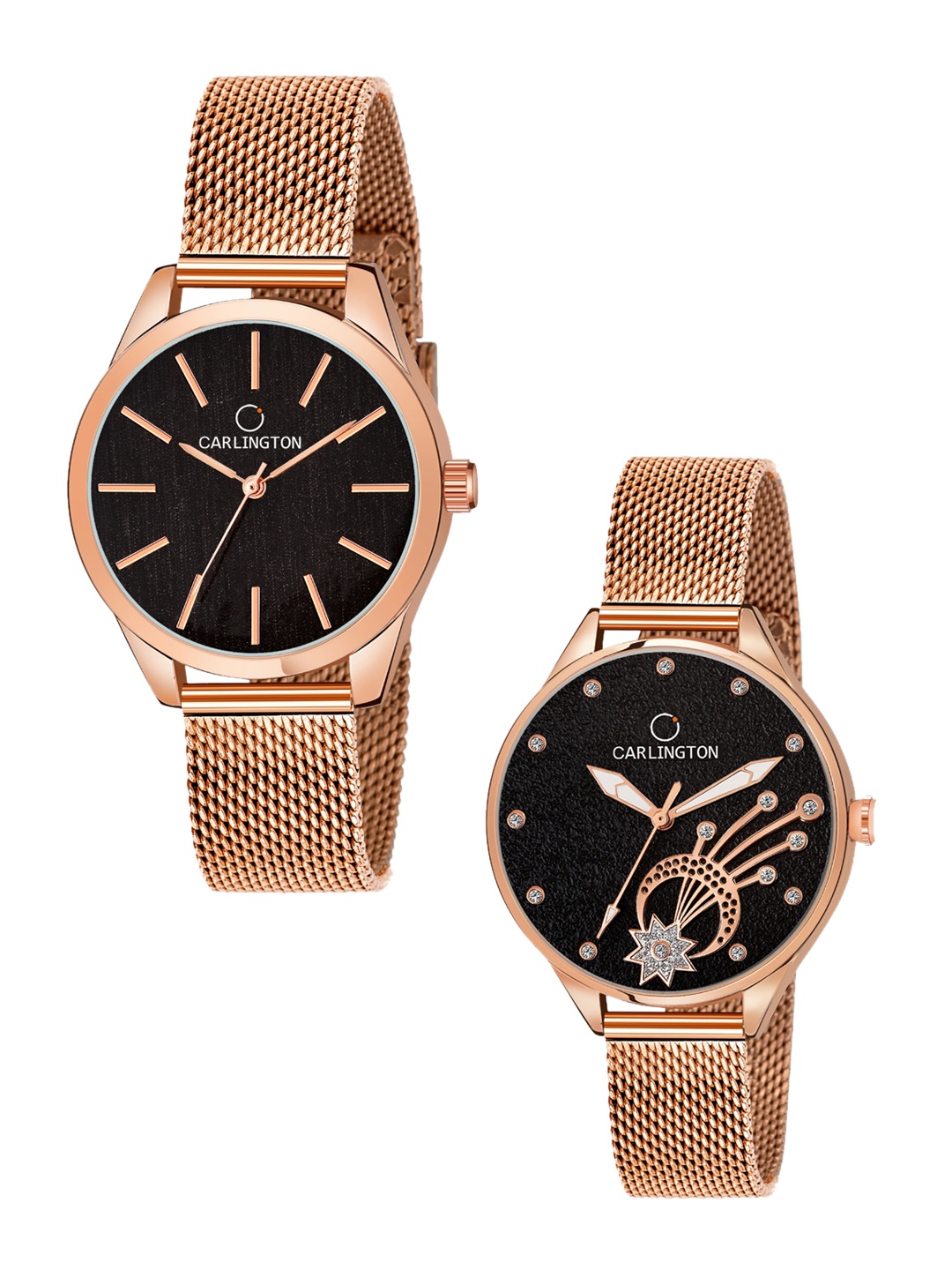 

CARLINGTON Women Multicoloured Dial Bracelet Style Straps Analogue Watch CT2001 CT2020, Rose gold
