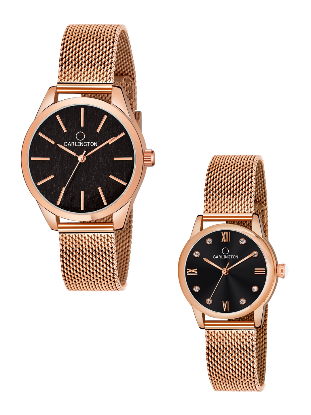 

CARLINGTON Women Set Of 2 Black Analogue Watch CT2001 CT2005