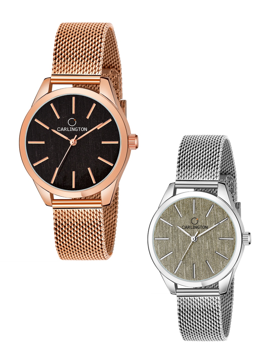 

CARLINGTON Women Set Of 2 Bracelet Style Straps Analogue Watches CT2001, Multi