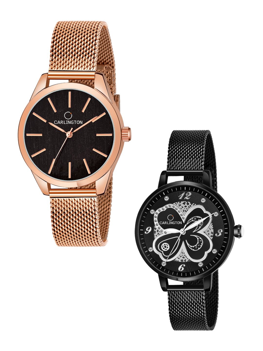 

CARLINGTON Women Set of 2 Analogue Watch - CT2001 RoseBlack-CT2019 Black, Gold